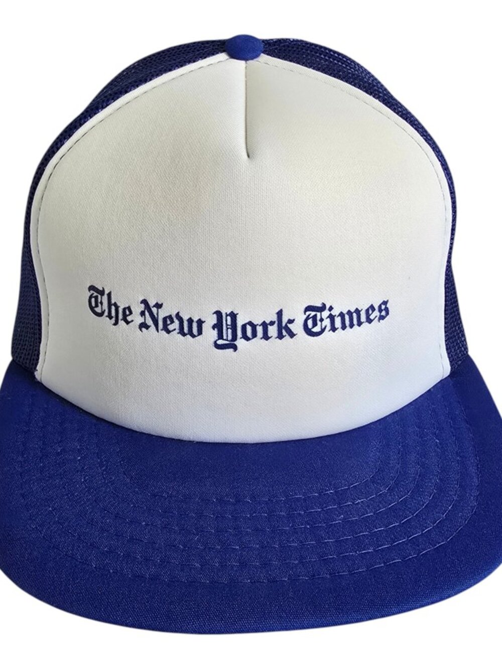 The New York Times Baseball Cap Trucker Hat Blue & White Snapback Mesh Back